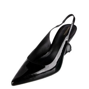 Reformation Westlin black patent closed toe wedge